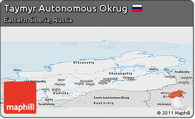 Silver Style Panoramic Map of Taymyr Autonomous Okrug