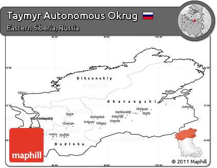 Blank Simple Map of Taymyr Autonomous Okrug, cropped outside