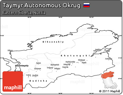 Blank Simple Map of Taymyr Autonomous Okrug, cropped outside