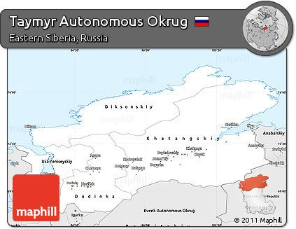 Silver Style Simple Map of Taymyr Autonomous Okrug