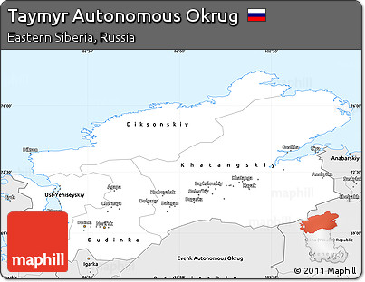 Silver Style Simple Map of Taymyr Autonomous Okrug