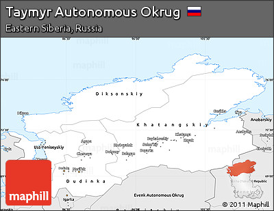 Silver Style Simple Map of Taymyr Autonomous Okrug