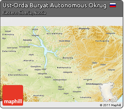 Physical 3D Map of Ust-Orda Buryat Autonomous Okrug