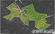 Satellite 3D Map of Ust-Orda Buryat Autonomous Okrug, darken, desaturated