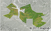 Satellite 3D Map of Ust-Orda Buryat Autonomous Okrug, lighten, semi-desaturated