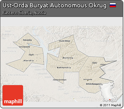 Shaded Relief 3D Map of Ust-Orda Buryat Autonomous Okrug, lighten