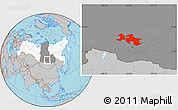 Gray Location Map of Ust-Orda Buryat Autonomous Okrug, highlighted country, highlighted parent region
