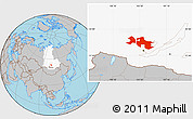 Gray Location Map of Ust-Orda Buryat Autonomous Okrug, highlighted parent region