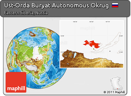 Physical Location Map of Ust-Orda Buryat Autonomous Okrug, highlighted parent region