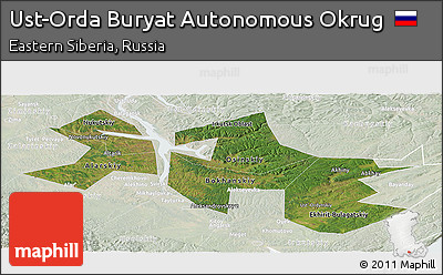 Satellite Panoramic Map of Ust-Orda Buryat Autonomous Okrug, lighten