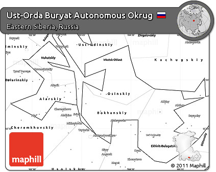 Blank Simple Map of Ust-Orda Buryat Autonomous Okrug