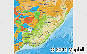 Physical Map of Primorsky Krai, political shades outside