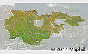 Satellite 3D Map of Sakha (Yakutia) Republic, lighten, semi-desaturated