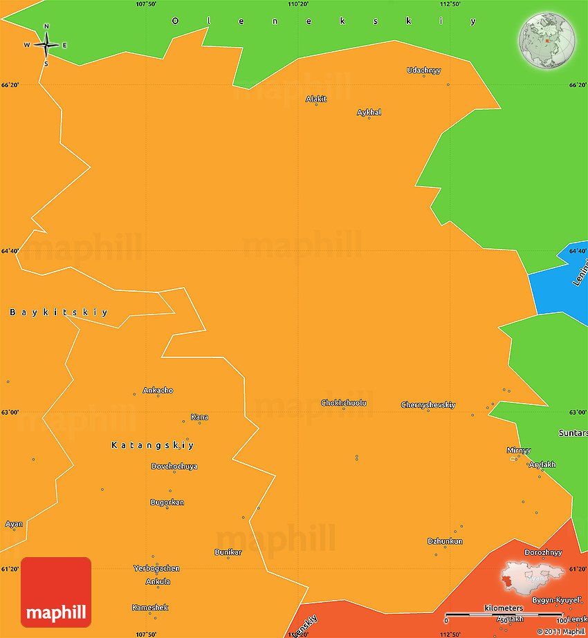 Political Simple Map of Mirninskiy