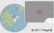Savanna Style Location Map of Yakutsk, highlighted parent region, highlighted grandparent region, hill shading