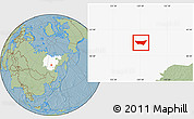 Savanna Style Location Map of Yakutsk, highlighted parent region, hill shading