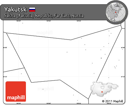 Blank Simple Map of Yakutsk, no labels