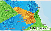 Political 3D Map of Yuzhno-Sakhalinsk