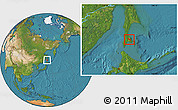 Satellite Location Map of Yuzhno-Sakhalinsk