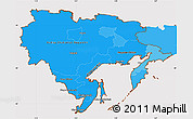 Political Shades Simple Map of Far East, cropped outside