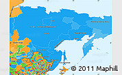 Political Shades Simple Map of Far East, political outside