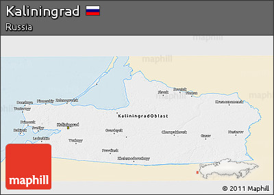Classic Style 3D Map of Kaliningrad, single color outside