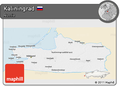 Classic Style 3D Map of Kaliningrad, single color outside