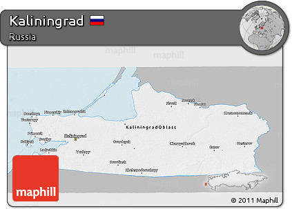 Gray 3D Map of Kaliningrad, single color outside