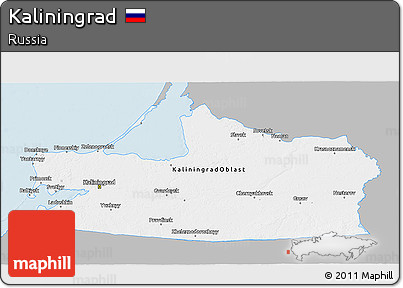 Gray 3D Map of Kaliningrad, single color outside