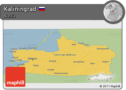 Savanna Style 3D Map of Kaliningrad, single color outside