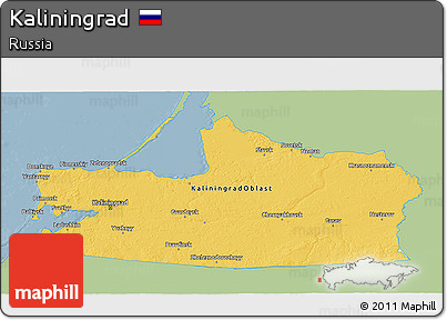 Savanna Style 3D Map of Kaliningrad, single color outside