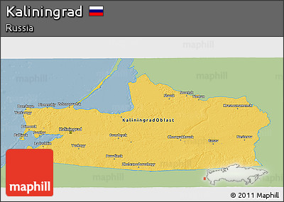 Savanna Style 3D Map of Kaliningrad, single color outside