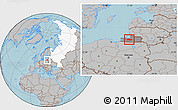 Gray Location Map of Gvardeyskiy, highlighted country, highlighted parent region, hill shading