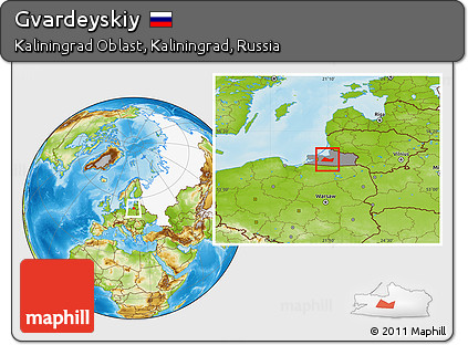 Physical Location Map of Gvardeyskiy, highlighted country, highlighted parent region