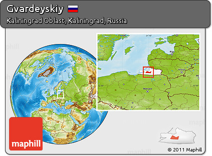 Physical Location Map of Gvardeyskiy, highlighted parent region