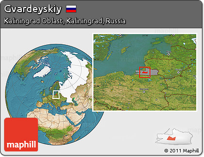 Satellite Location Map of Gvardeyskiy, highlighted country, highlighted parent region