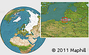 Satellite Location Map of Gvardeyskiy, highlighted country, highlighted parent region
