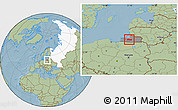Savanna Style Location Map of Gvardeyskiy, highlighted country, highlighted parent region, hill shading