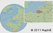 Savanna Style Location Map of Gvardeyskiy, highlighted parent region, highlighted grandparent region, hill shading