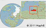 Savanna Style Location Map of Kaliningrad Oblast, highlighted country, highlighted parent region, hill shading