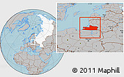 Gray Location Map of Kaliningrad, highlighted country, hill shading