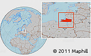 Gray Location Map of Kaliningrad, hill shading
