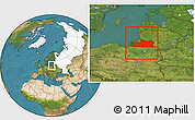 Satellite Location Map of Kaliningrad, highlighted country