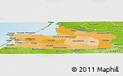 Political Panoramic Map of Kaliningrad, physical outside