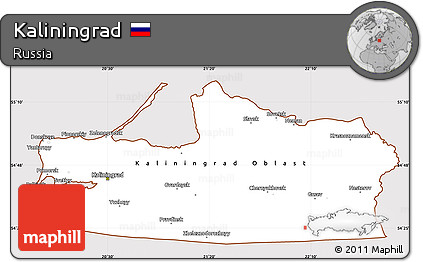 Classic Style Simple Map of Kaliningrad, cropped outside