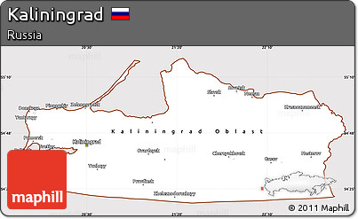 Classic Style Simple Map of Kaliningrad, cropped outside