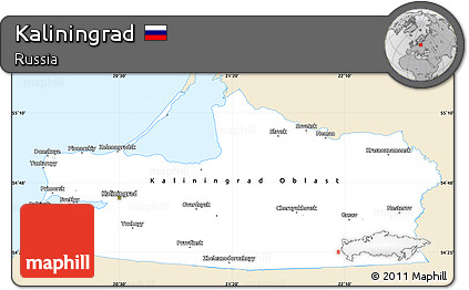 Classic Style Simple Map of Kaliningrad, single color outside