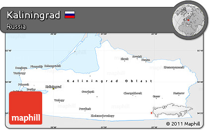 Silver Style Simple Map of Kaliningrad, single color outside