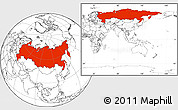 Blank Location Map of Russia, within the entire continent