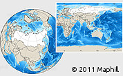 Blank Location Map of Russia, shaded relief outside